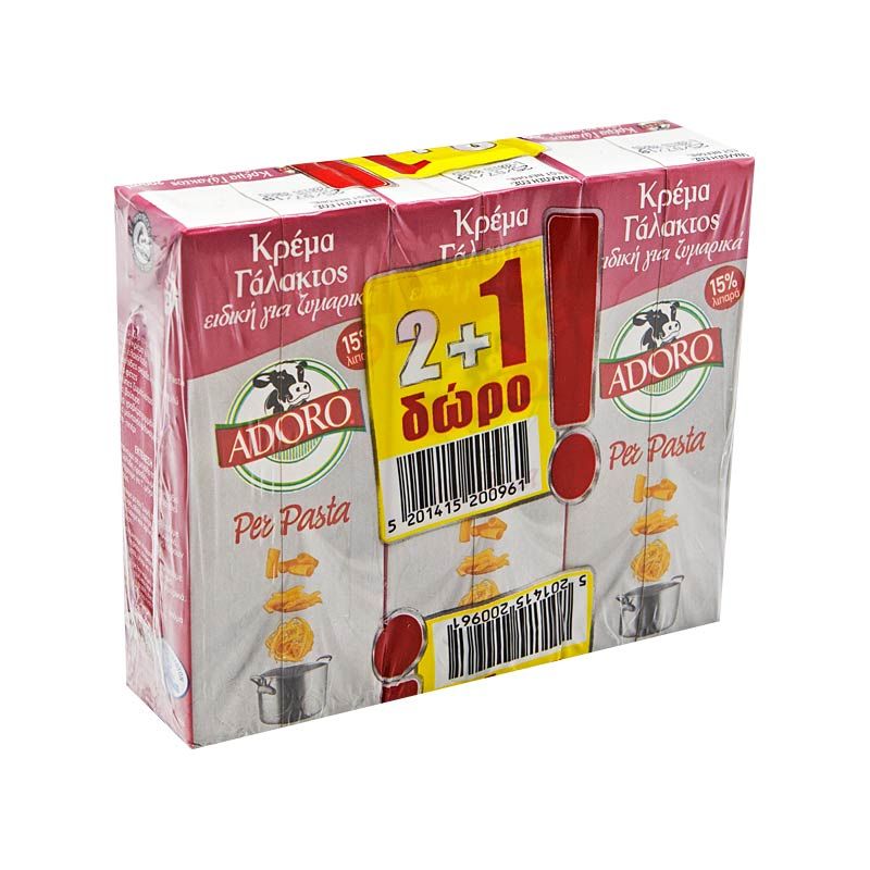 ADORO PER PASTA ΚΡΕΜΑ ΓΑΛΑΚΤΟΣ 3X200ΓΡ 2+1 ΔΩΡΟ