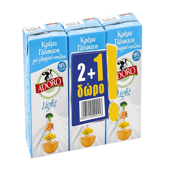 ΚΡΕΜΑ ΓΑΛΑΚΤΟΣ ADORO LIGHT 200ML (2+1)