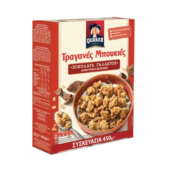 QUAKER ΤΡΑΓΑΝΕΣ ΜΠΟΥΚΙΕΣ ΣΟΚΟΛΑΤΑ ΓΑΛΑΚΤΟΣ 450GR